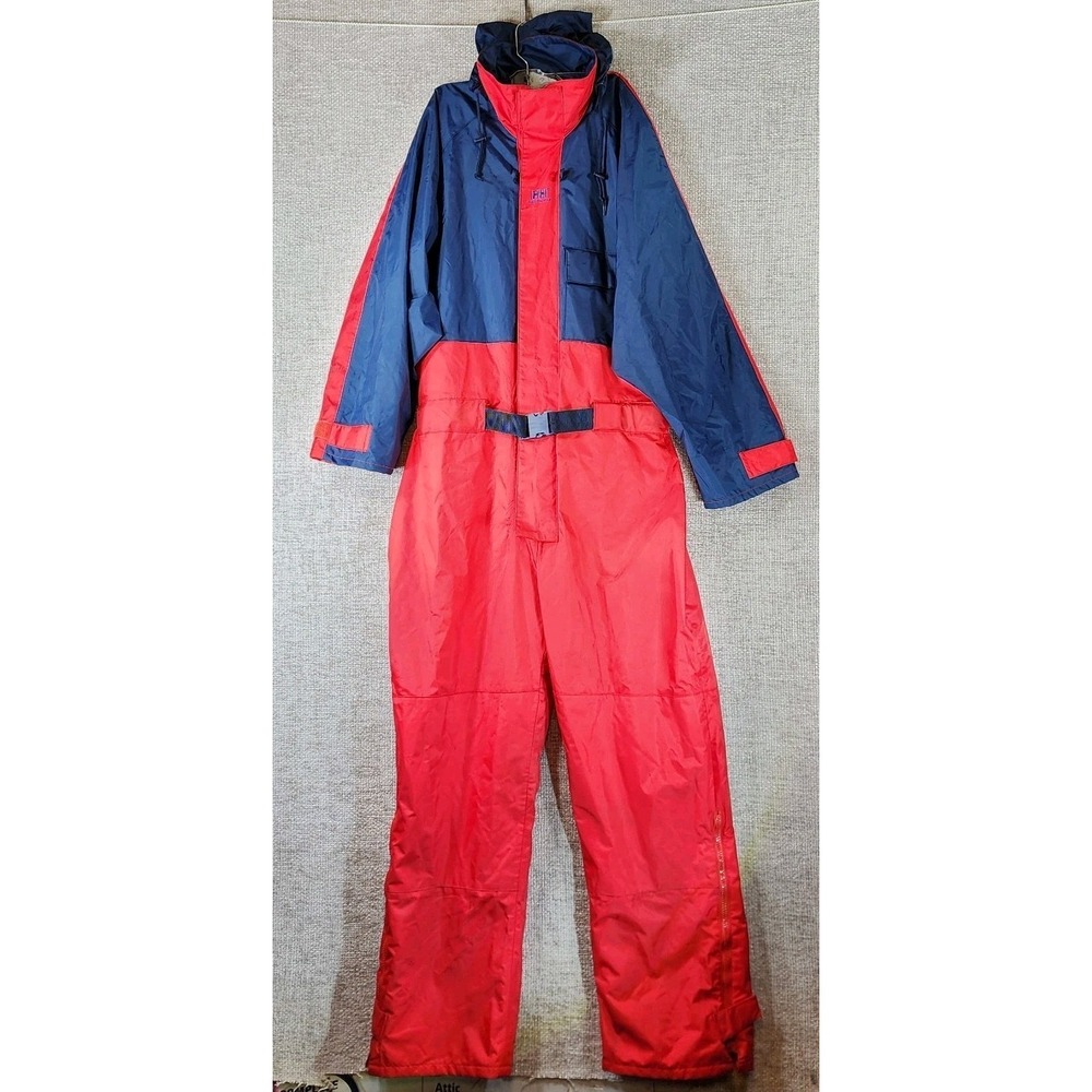 Helly Hansen Sailing Foul Weather One Piece Hooded Jumpsuit Mens‎ XXL Red Blue